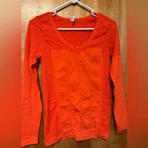 Fabletics Women's Long Sleeve Scoop Neck Top - Bright Orange